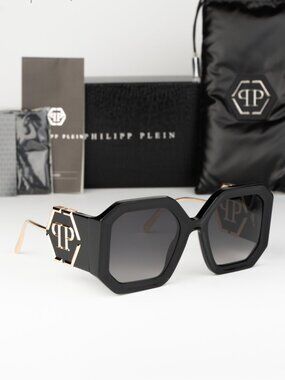 Philipp Plein Sleek Black/Grey Silver Mirror Unisex Sunglasses 66-11-135 Philipp Plein Men main image 4